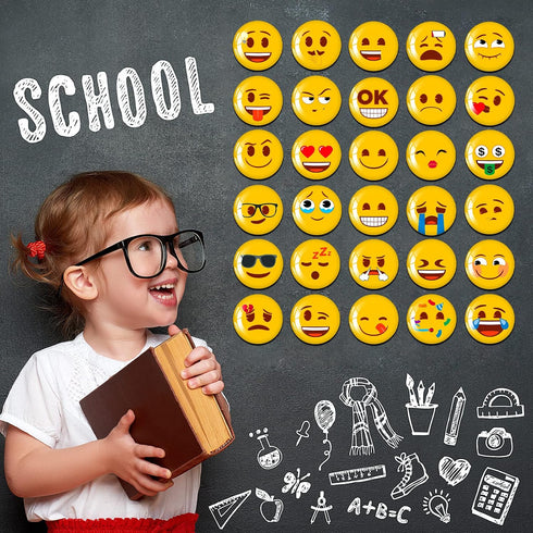 MORCART 30PCS Emoji Magnets for Fridge, Decorative School, Office, Kitchen, Funny Cute