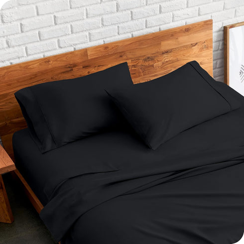 Bare Home Premium 1800 Microfiber Pillowcase Set - Ultra-Soft, Double Brushed, Hypoallergenic - Set of 2, Black