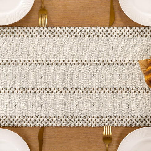 Summer 48in Socomi Boho Table Runner Farmhouse Rustic Macrame Seasonal Long Woven Cotton Linen Small Coffee Dining