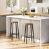 Set 2 BF03BY01 HOOBRO Bar Stools, of Bar Chairs, Kitchen Round Height Stools with Footrest, Breakfast Bar Stools