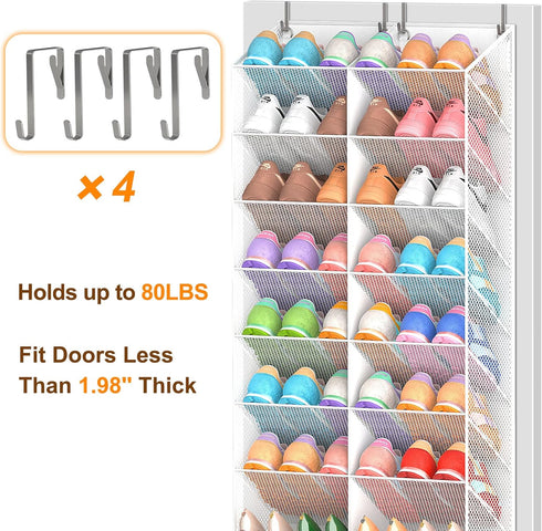 30 Closet, 10-Tier UVIAHOMI Pairs Over the Door Shoe Organizer, Breathable Mesh Pocket Hanging Shoe Storage for Door
