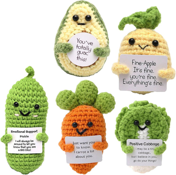 Fumonebuty 5PCS Handmade Emotional Support Crochet Gift Encouragement Support Vegetables and Fruits Knitted
