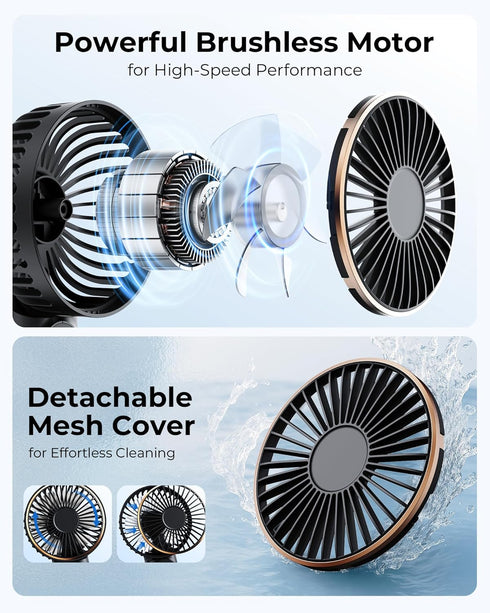 Portable Handheld Fan, 4000mAh, 180 Adjustable, 6 Speed Wind, USB Rechargeable Foldable Personal Fan