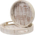 Winlay Set 2 12x12x1.5 Decorative Coffee Table Tray, of White, Wooden Round Serving Tray for Living Room, Wood Ottoman