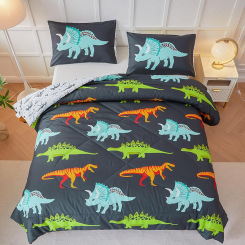 RYNGHIPY Dinosaur Bedding Set - Queen Size Comforter Set for Boys &