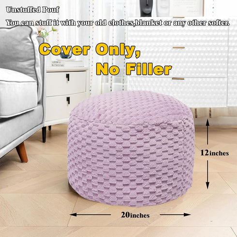 20x20x12 Inches Asuprui Pouf Ottoman Unstuffed Floor Pouf Ottoman Foot Rest Round Poof Seat Floor Bean Bag Chair