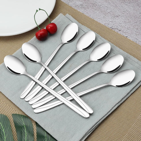 Obstnny 12 Pieces Long Handle Ice Tea Spoons, Stainless Steel Mixing Spoons