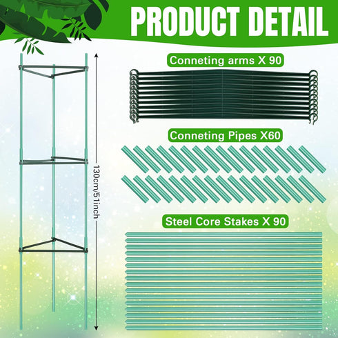 10 51 Inch Sunnyray Pcs Tomato Cage up to Plant Cage Deformable Trellis Assembled Tomato Garden Cages Plant Stakes