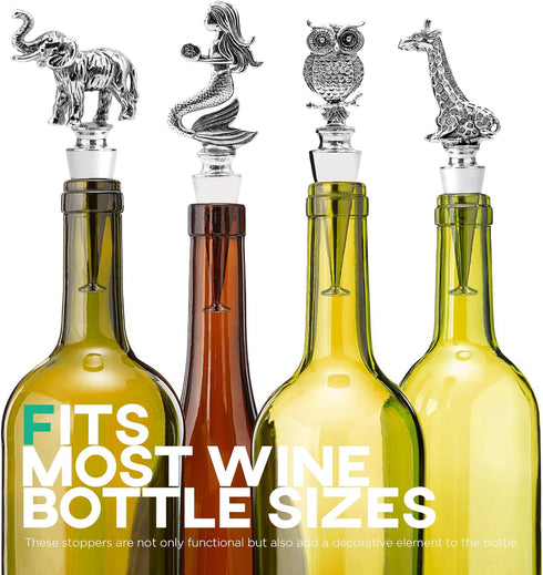 Homestia Giraffe Wine Stoppers - Stainless Steel Reusable Bottle Stopper with Silicone Seal
