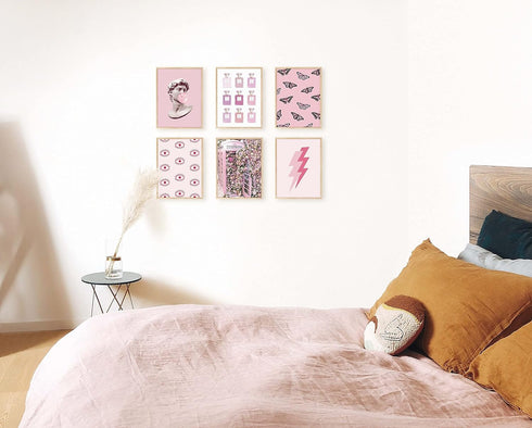 HAUS AND HUES David Bubble Gum Pop Art Poster - Pink Wall Decor, Unframed 12” x 16” Pictures for Room Aesthetic