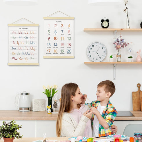 Banner-A02 BONETAT Numbers alphabet poster for Nursery Toddlers, Play Room Wall Decor, ABC Wall Chart, Wall Hanging