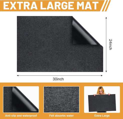 Hushee 2 Pcs Extra Large Dish Drying Mat Quick Dry 30'' x 24'' XL Dish Drying Pad Fabric Pad Waterproof Slip Resistant Dishes Drainer Mats for Countertop, Sink, Refrigerator or Dryer