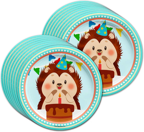 Hedgehog Birthday Party Supplies Set, Plates, Napkins, Cups Tableware Kit for 16