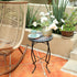 14 MUMTOP Side Patio Tables-Mosaic Outdoor Side Table - Flower Glass Accent Round EndTable, Plant Stand Indoor Small