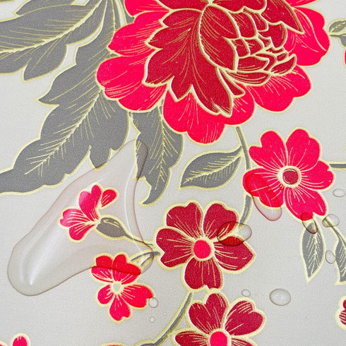 LovingWay 14.7 feet Wallpaper Roll, Red Peony Floral Shelf Liner, 17.7x177 Inch for Home Storage