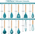 E-far Blue Silicone Cooking Utensils Set, 10-Piece Kitchen Utensils Set with Wooden Handle for Nonstick Cookware, Heat Resistant Kitchen Nonstick Tools Spatula Whisk Tongs Ladle, Non-toxic & Healthy