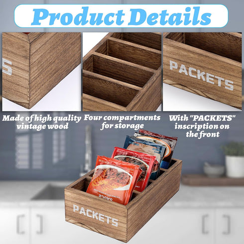 Seasoning Packet Organizer, Food Packet Storage Caddy with 4 Compartments for Kitchen Pantry Cabinet Organization