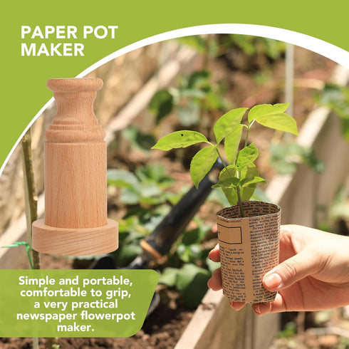 Wooden DIY Newspaper Plant Pot Maker Set, Plant Seed Dibber for Grow Your Own Seedlings Gardening Tool
