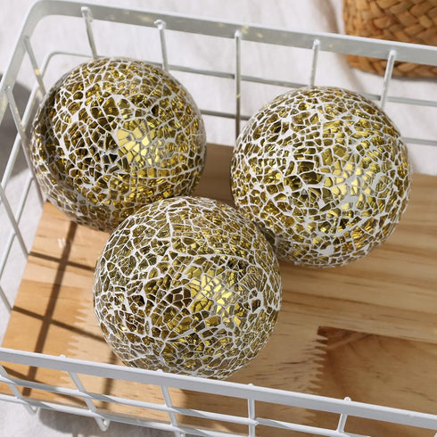 HAKACC 5PCS Decorative Glass Orbs, 3.14inch Mosaic Sphere Balls for Bowls, Vases, Dining Table Home Decor, Wedding