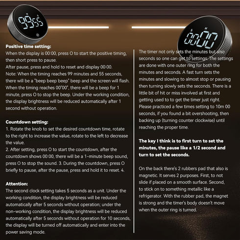 Digital Kitchen Timers, Magnetic Visual Timer with Large LED Display, Volume Adjustable for Cooking