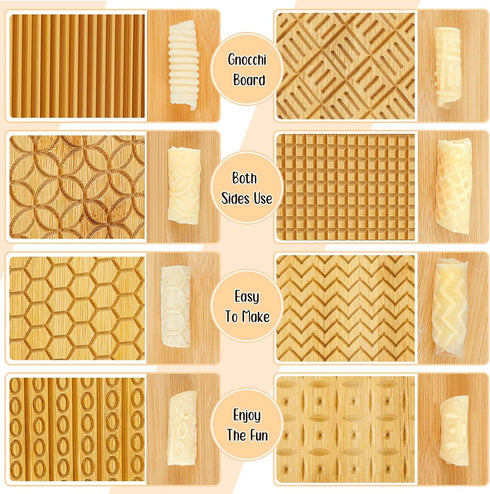 4 Set Pieces Wood Gnocchi Pasta Board Gnocchi Paddle Maker Garganelli Pasta Board Making Tools with Rolls Kitchen Gift