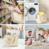 VitaSerena Handles(3pc Canvas Grocery Bags with Dual XL), Large Reusable Shopping Bags for Groceries, Inner Pockets