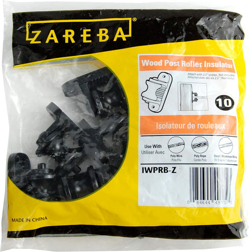 Zareba Black Plastic Roller Insulator for Wood Posts, 10 Pack for Electric Fencing