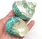 PEPPERLONELY 2 PC Natural Large Hermit Crab Shells, Banded Green Blue Gade Turbo,