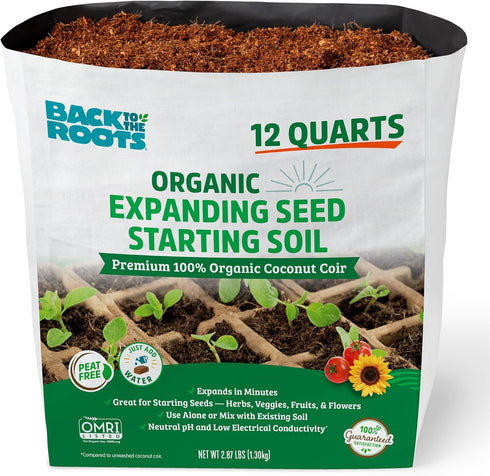 Back to The Roots Organic Seed Starting, Compressed Block expands to 12