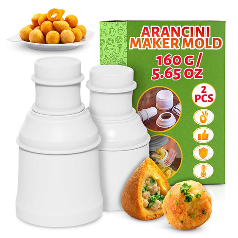 Arancini Maker Mold Set of 2 Rice Ball Molds 160g/5.65oz, Round and Pointed Shapes, Easy-to-Use and Clean