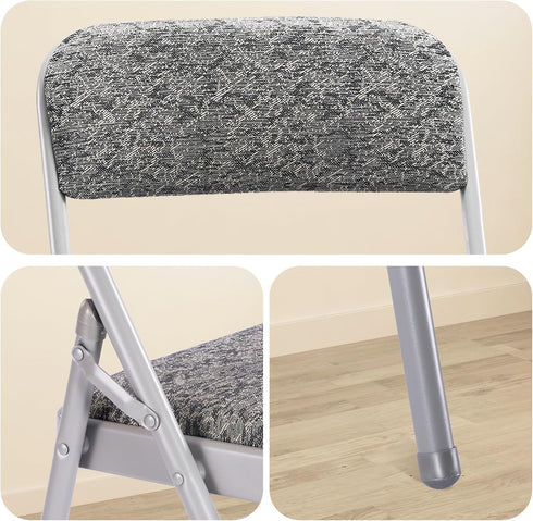 2 Pack Commercial (2, Folding Chairs with Fabric Padded Cushion and Back, Grade Metal Chairs with Comfortable Fabric