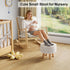 WBKATN Small Ottoman Footrest, White Boucle Foot Stool, Round Pouf Ottoman with Storage, Teddy Velvet Foot Rest