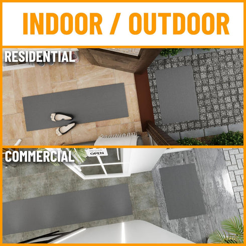 Solid Design Non-Slip Rubberback 2x4 Indoor/Outdoor Area Rug for Entryway, Kitchen, Living Room, Garage, Patio, 2' x 4', Gray by Sweet Home Stores