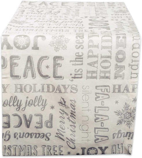 DII Holiday Dining Table Linen - Metallic Fabric Kitchen Décor, Christmas Table Runner, 14x72, Silver