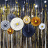 Set of 8 Gold Black Paper Fans Flower for Halloween Party Decorations, black2