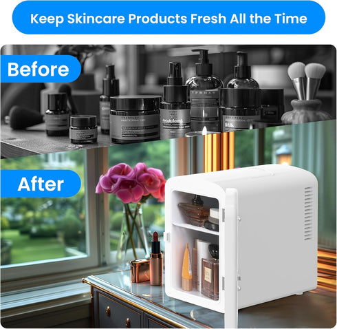 Simple Deluxe 6L Portable Mini Fridge with Observation Window, Warmer and Cooler, 9 Can Capacity, White