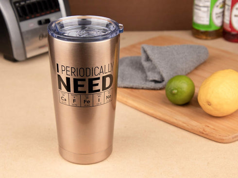 KLUBI Science Gifts for Adults, I Periodically Need Caffeine Tumbler 20oz, Funny Gift for Teachers and Science Lovers