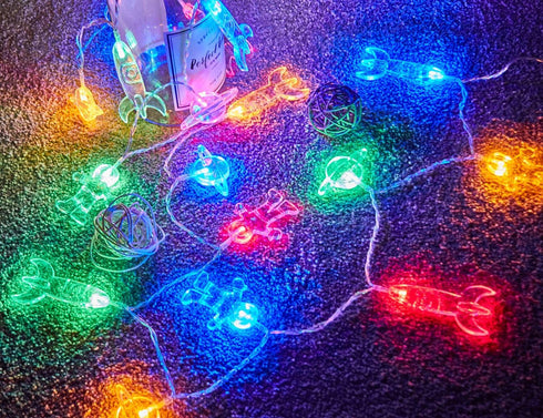 20 LED Children's Room String Light, Astronaut Spaceship Rocket Pendants, Holiday Party Lights, Kids Room Decor
