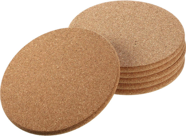 Boao 6 Pcs 6 Inch Round Absorbent Cork Coasters, Wooden Cork Plant Coasters for Home, Drinks Coffee Table Dining