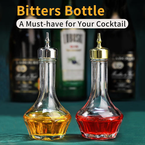 SuproBarware Bitters Bottle Set of 2 Glass Dash Bottle with Dasher Top, 1.7oz Professional Bar Tool for Home Bar
