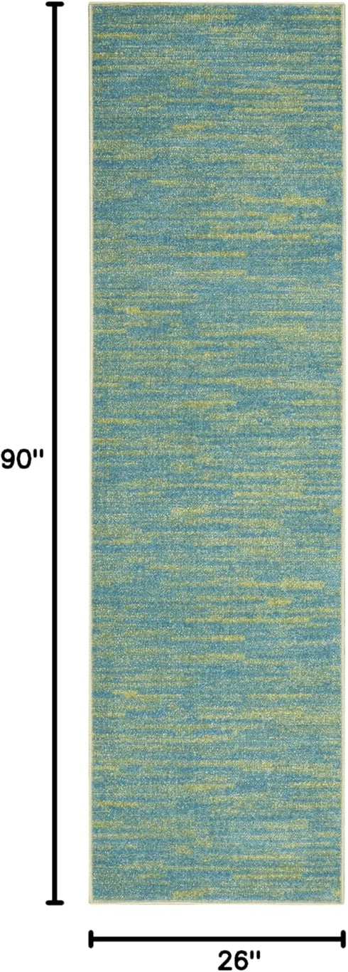2'2" 7'6" (8' Nourison Home Nourison Essentials Blue Green x Area Rug - Easy Clean, Non Shedding, Bed Room, Living