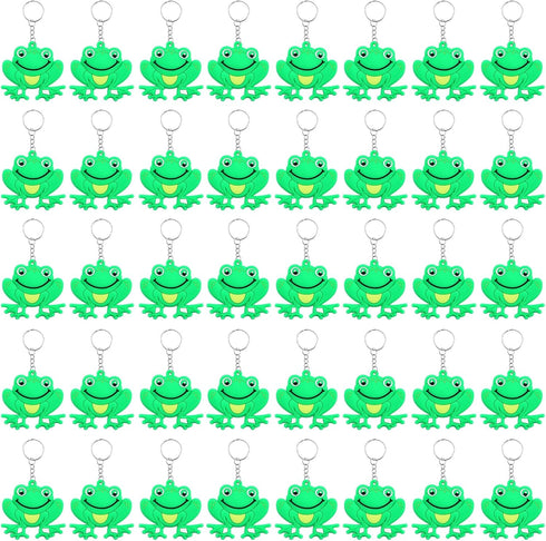 40 Pack Frog Keychains for Birthday Party Bag Fillers, Frog Themed Party Favors, Baby Shower Return Gifts