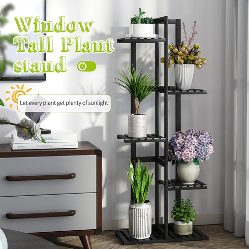 6 BMOSU Bamboo Plant Stand for Indoor Outdoor Plants Corner Tall Plant Shelf Potted Holder Shelf Plant Rack Holder