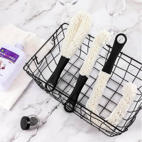 3 Pieces Decanter Cleaning Brush and 400 Reusable Cleaning Beads for Wine Decanters, Goblets, Glasses, Cups (Black