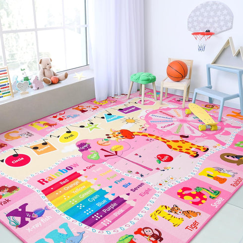 Chicrug Educational Kid Area Rug for Playroom, 4x6 Feet TPR Non Slip