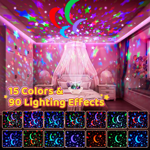 Night Light for Kids,90 Lights Kids Night Light Projector,360° Silent Baby Night Light,Rechargeable Star Lights for Ceiling,Dimmable Toddler Night Light with Timer,Unicorn Night Light for Girls by PIKOY