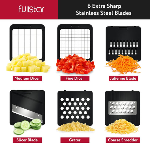 Fullstar Vegetable Chopper, Cheese Slicer, Food Chopper, Veggie Chopper with Container, Mandoline Slicer & Cheese Grater