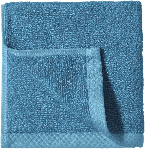 12" 12", 12-Pack, Amazon Basics Soft Cotton Washcloths, Quick-Dry, x Lake Blue