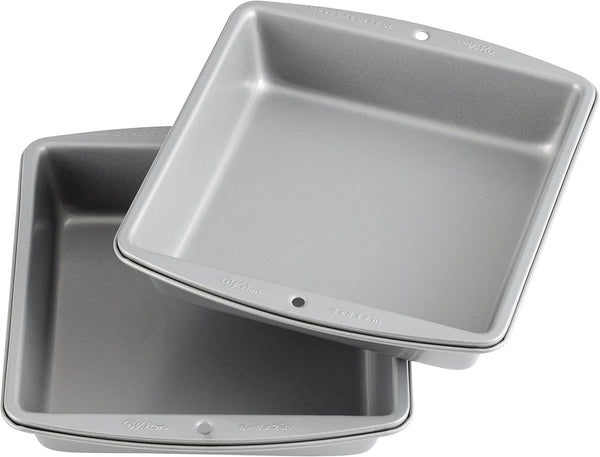 Wilton Recipe Right 8-Inch Non-Stick Square Cake Pans, Multipack of 2