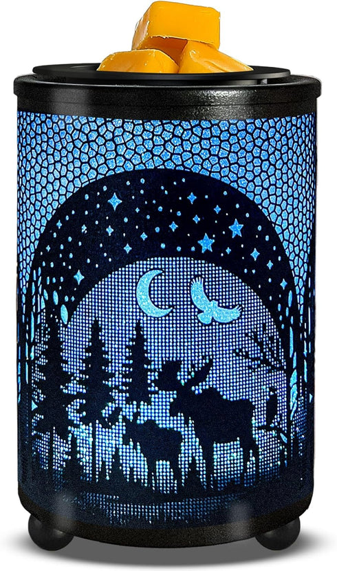 Leyoue Electric Wax Warmer with PTC Heating - Enchanting Deer in Forest Iron Design, Melts Wax Blocks, Home Decor